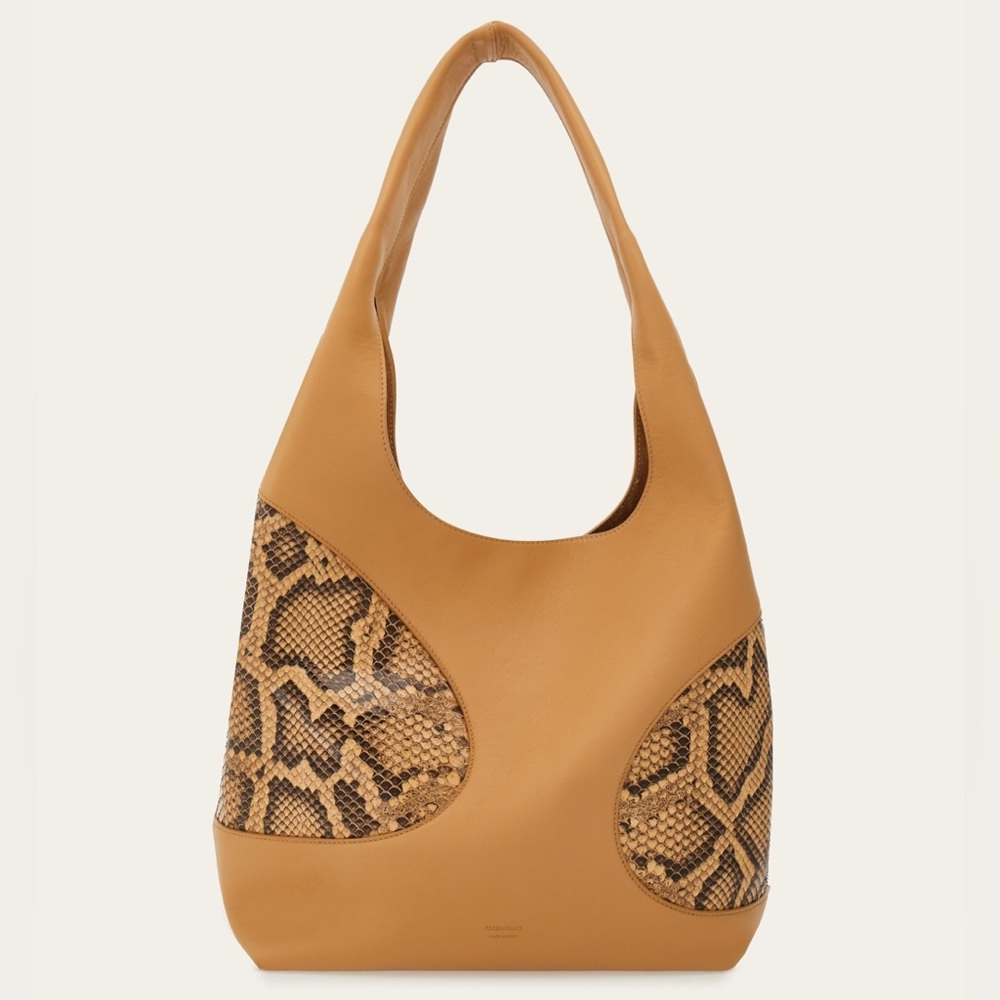$3000 Salvatore Ferragamo Hobo Bag With Cut-Out Detailing, Light Caramel - Picture 3 of 17